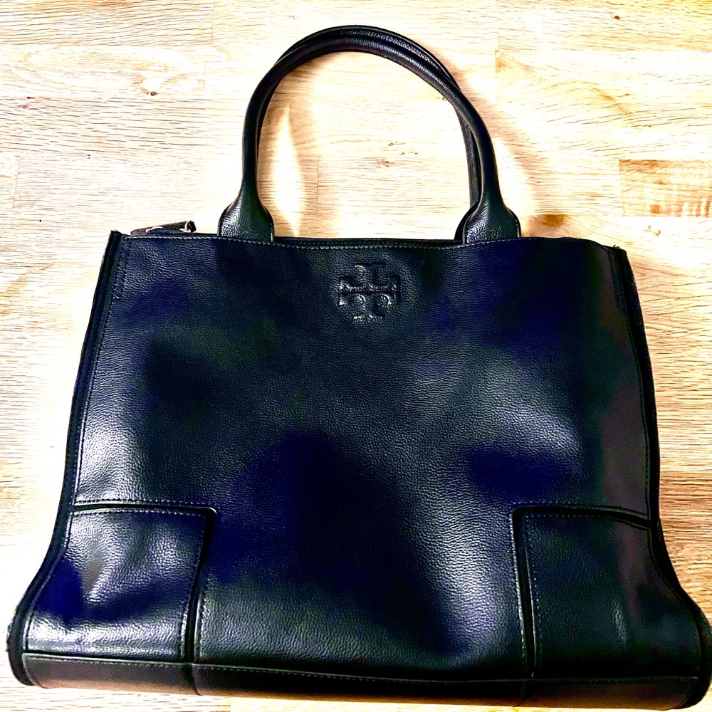 Tory Burch Black Leather Large Tote/Briefcase